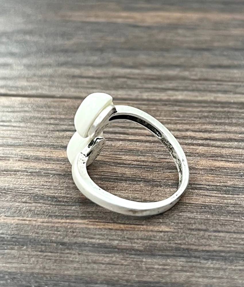 Oval White Turquoise, Brass Adjustable Rings