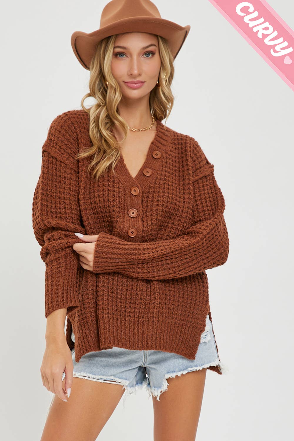 Waffle Camel Sweater