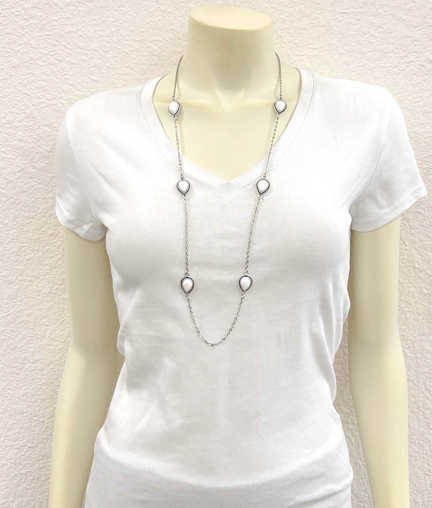 Drop White Stone Necklace