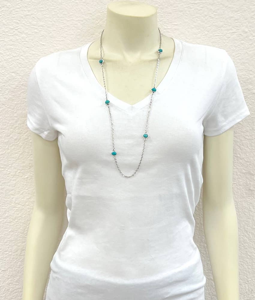 Oval Turquoise Linear Necklace