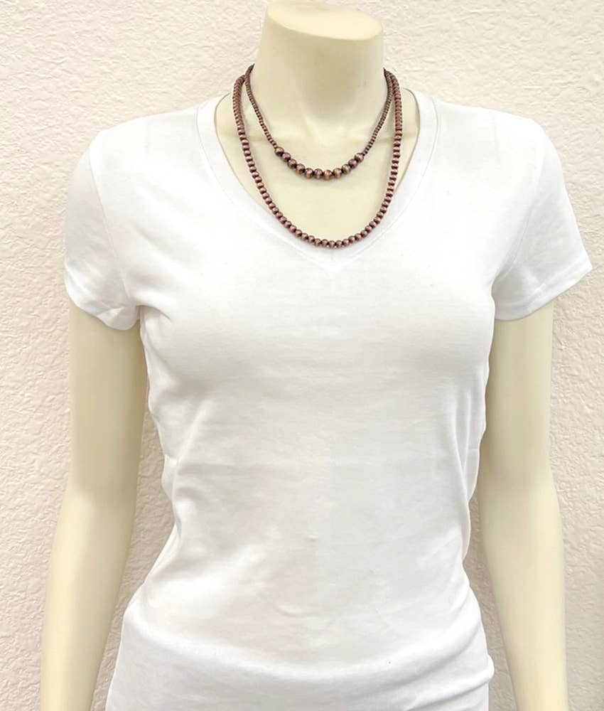 20" 2-strand Copper Navajo Bead Necklace