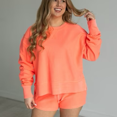 Neon Coral Crewneck Set