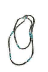 Disc Beaded Pearl and Turquoise Necklace