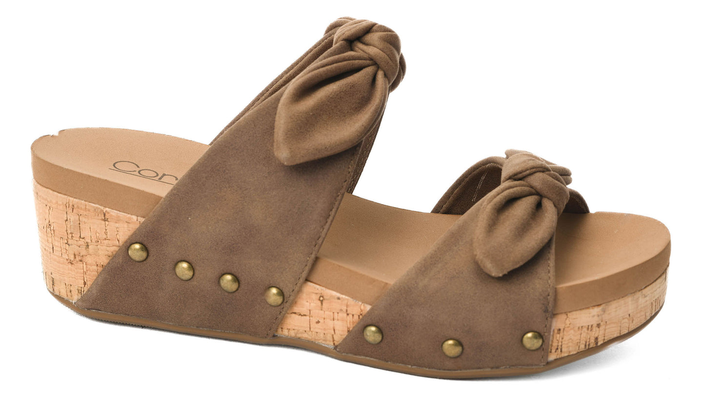 Double Bow Faux Leather Sandal