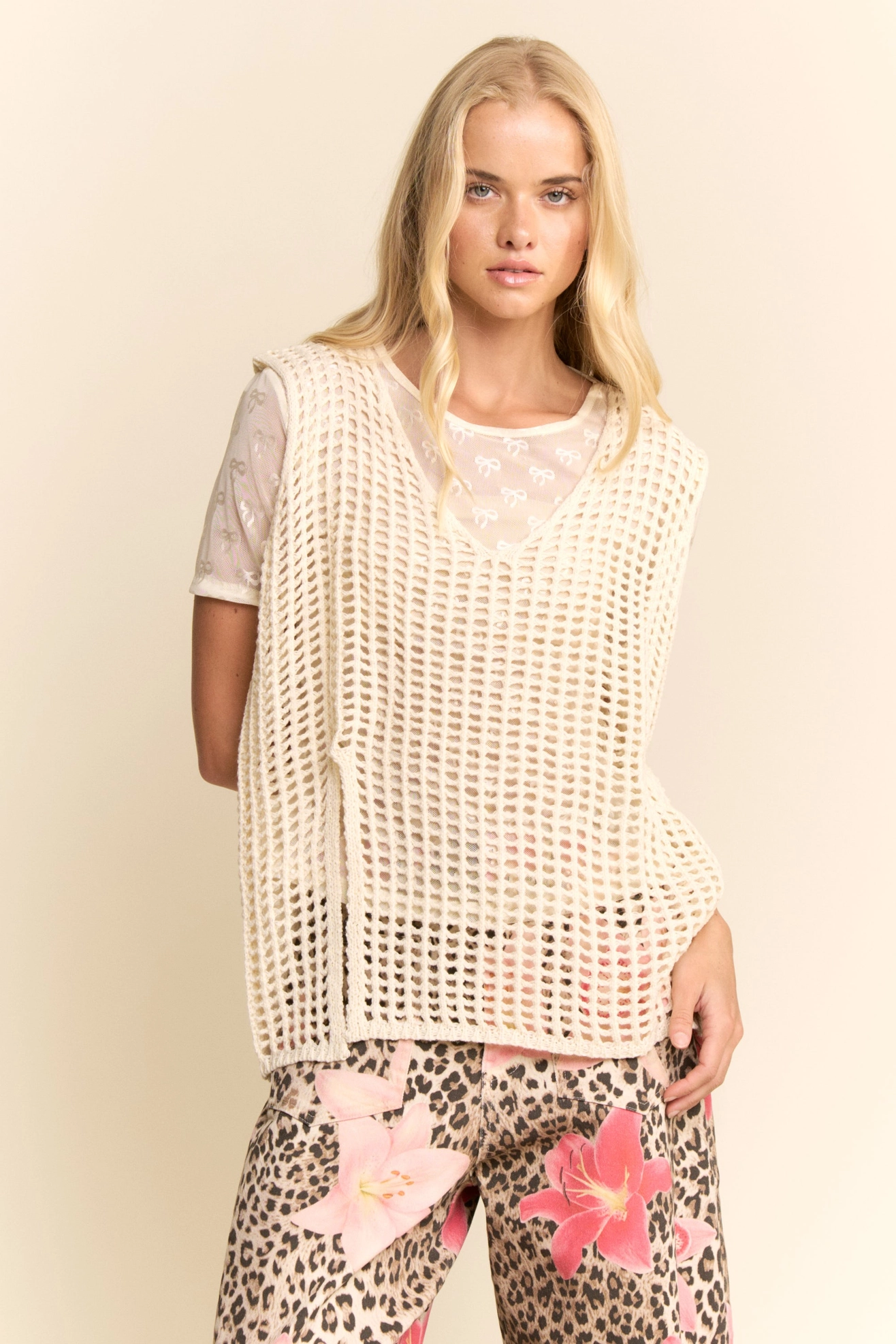 V-Neck Crochet Vest