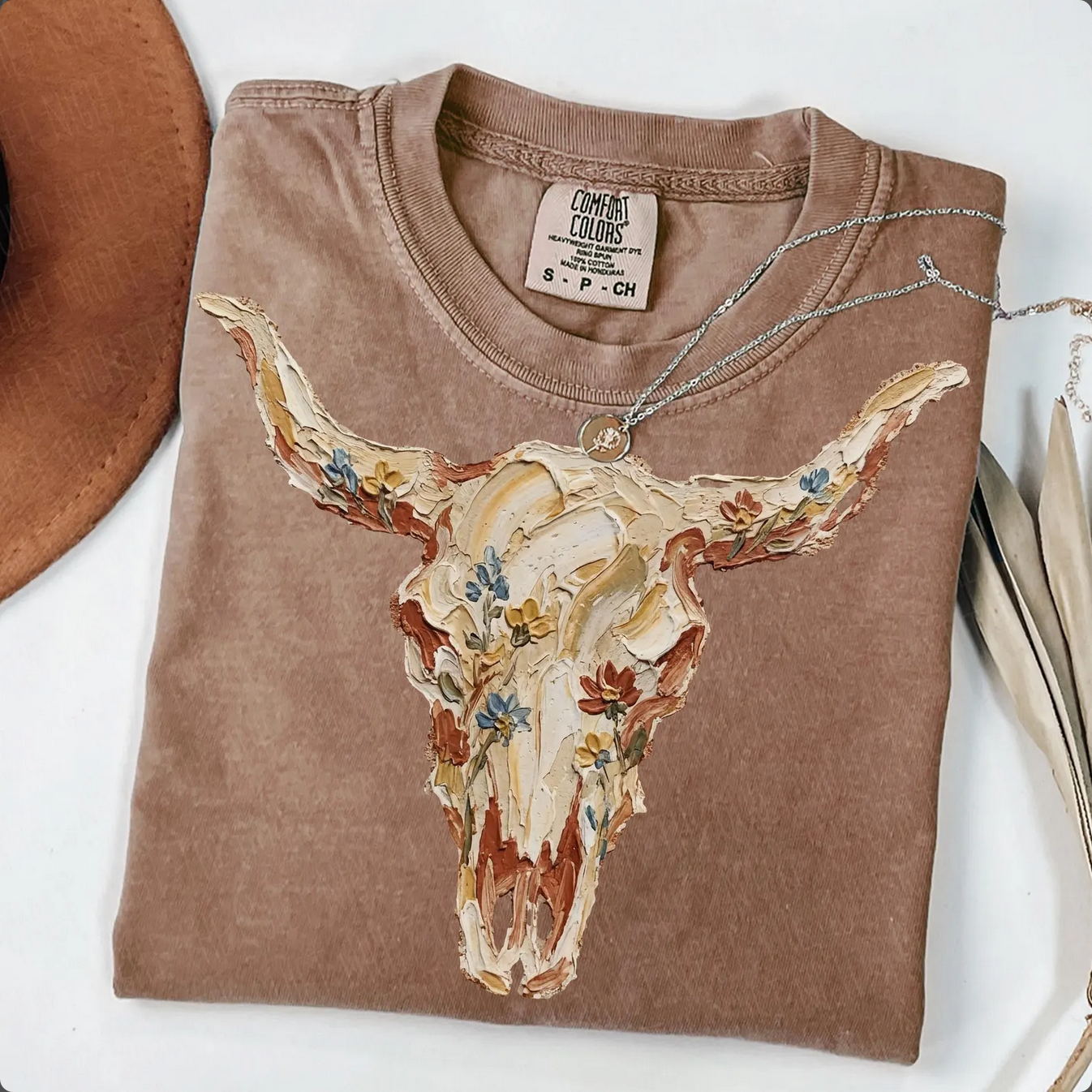 Floral Cow Skull Tee