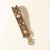 Myra Moonflower Handtooled Leather Keyfob