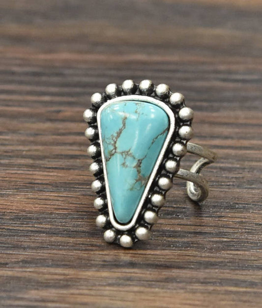 Turquoise Brass Adjustable Ring