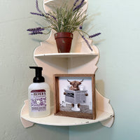 Highland Cow on Toilet Wood Frame Sign