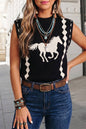 Horse Print Sweater Vest