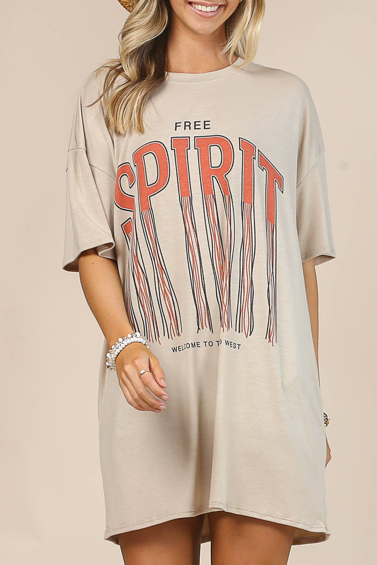 FREE SPIRIT GRAPHIC SHIRT DRESS