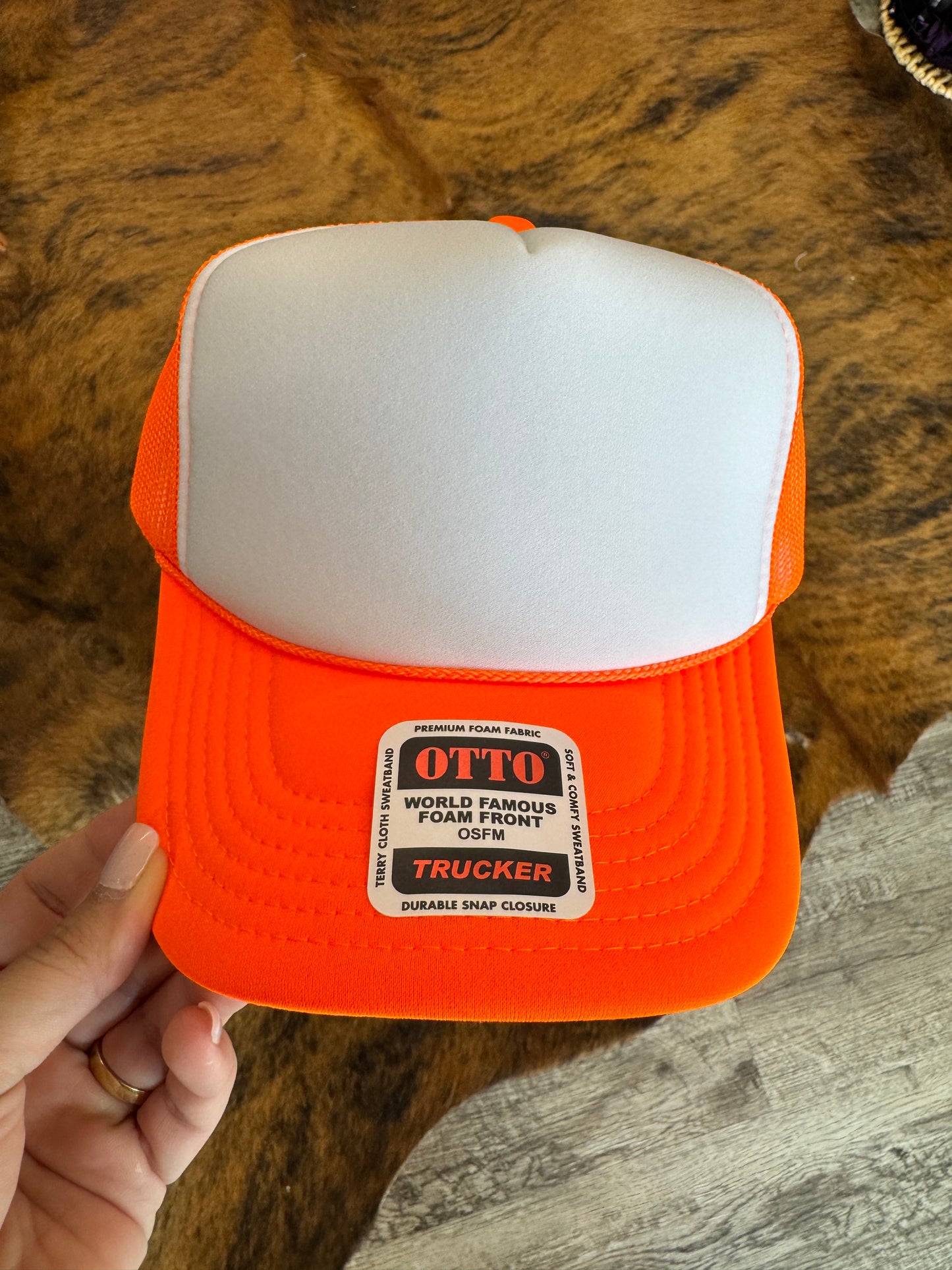 Otto White & Neon Orange Trucker Hat