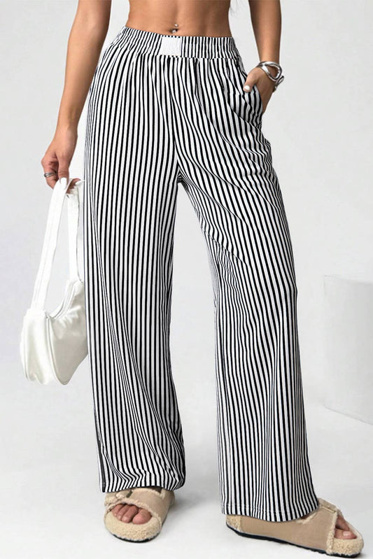 Stripe High Waist Loose Pants