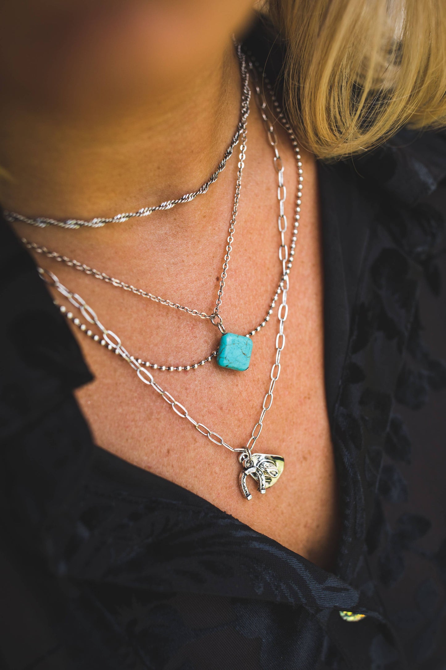 Layered Chain Charm Necklace