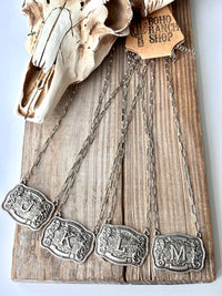 Western Initial Buckle Pendant Necklace