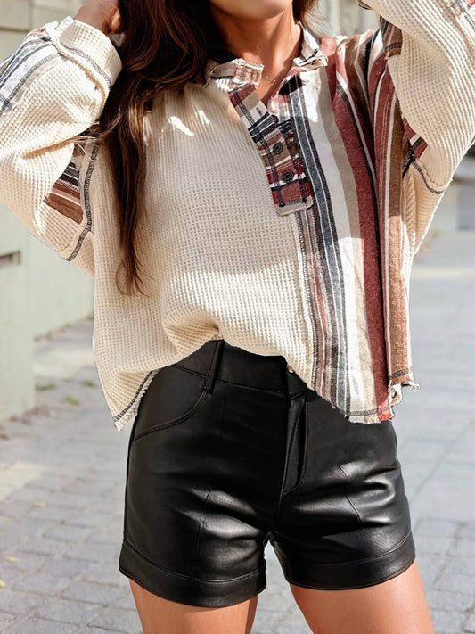 Waffle Patchwork Raw Edge Top