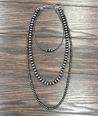 30" Silver Bead 3-Strand Necklace