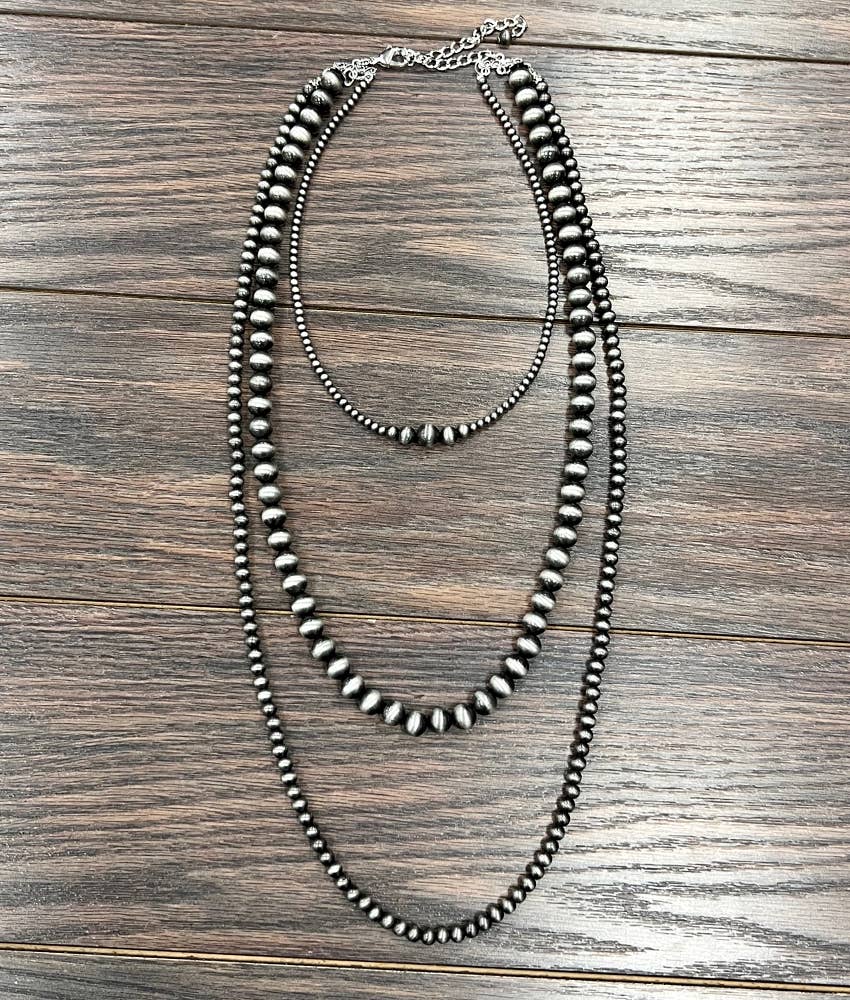 30" Silver Bead 3-Strand Necklace