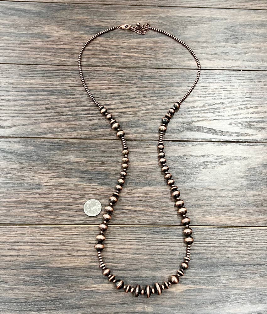 40" Navajo Bead Copper Necklace
