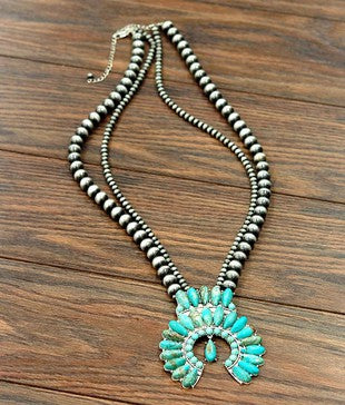 Dual Pearl Squash Blossom Necklace