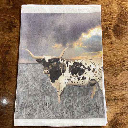 Sunset Longhorn Tea Towel