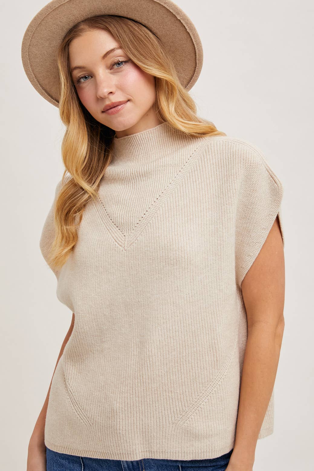 Mock Neck Dolman Knit Sweater