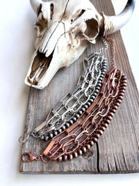 5 Layered Chunky Chain & Pearl Bracelet