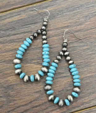 Faux Navajo Pearl & Bead Earrings