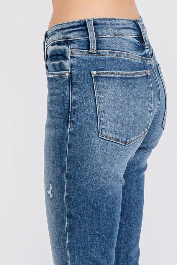 Slim Straight Cuffed Jeans