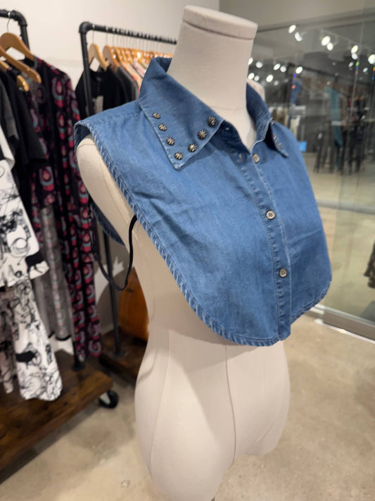 Denim Studded Faux Collar