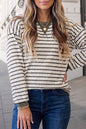Chic Striped Textured Crewneck