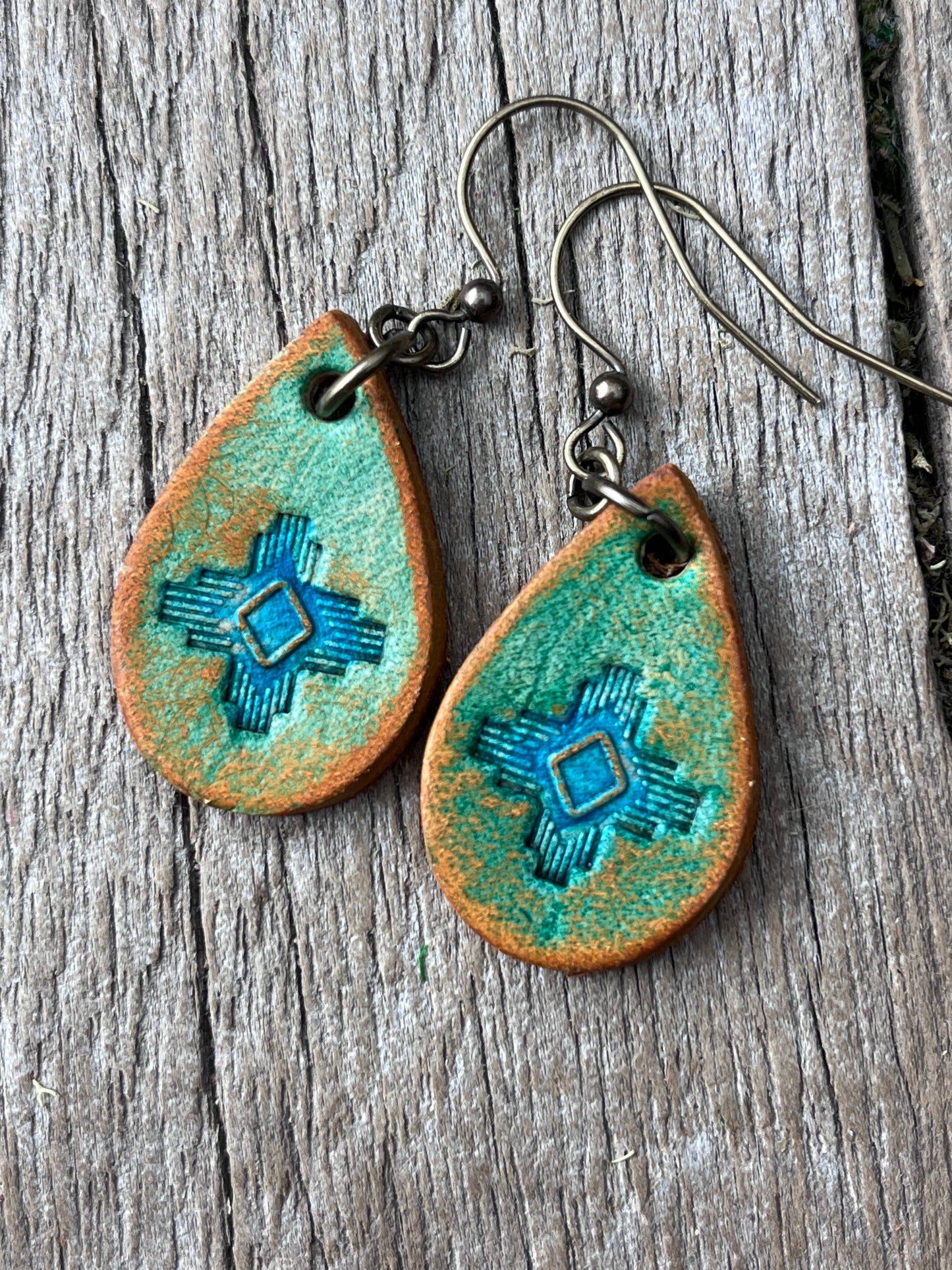 Boho Leather Teardrop Earrings