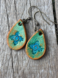 Boho Leather Teardrop Earrings
