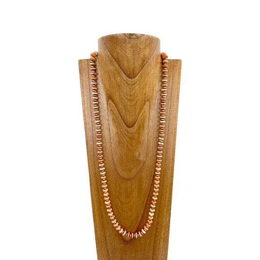 34" Copper Navajo Pearl with Orange Beads Necklace