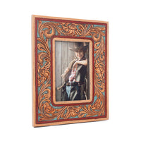 Magnolia Rise Handtooled Leather Photo Frame