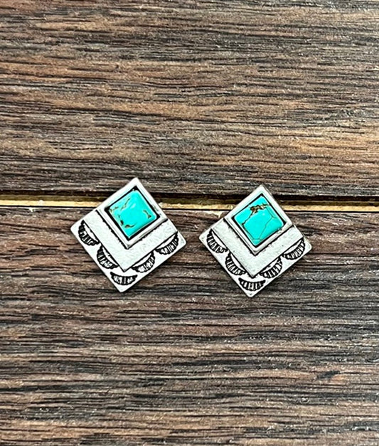 Faux Turquoise Stud Earring