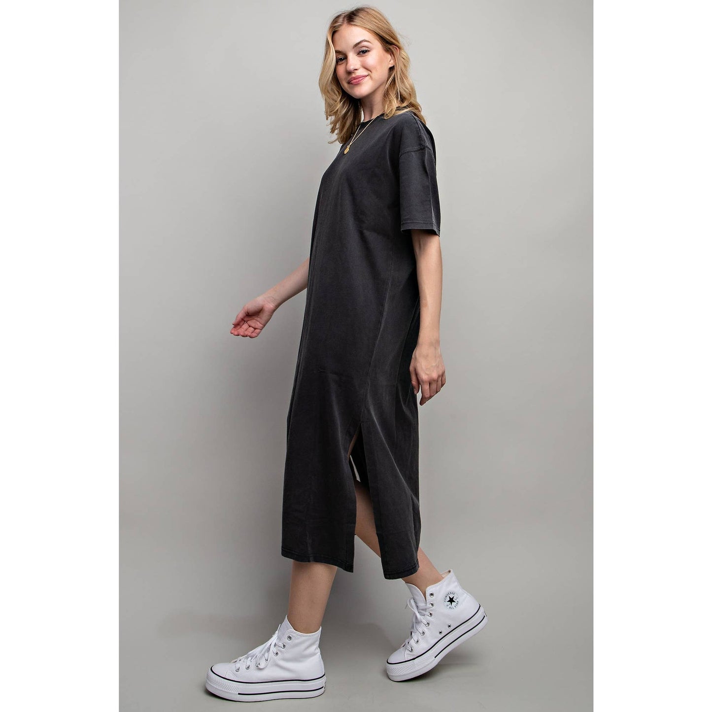 Vented Heavy Cotton Washed Dress