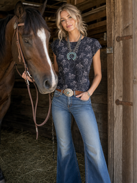 Bronco Print Knit Top