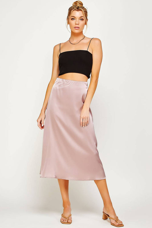 Satin Mini Skirt in Mauve