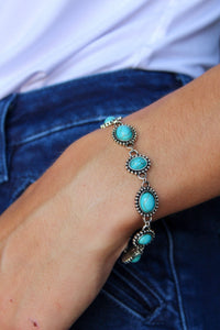 Silver & Oval Turquoise Link Bracelet