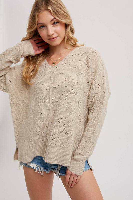 V-Neck Knit Sweater Pullover