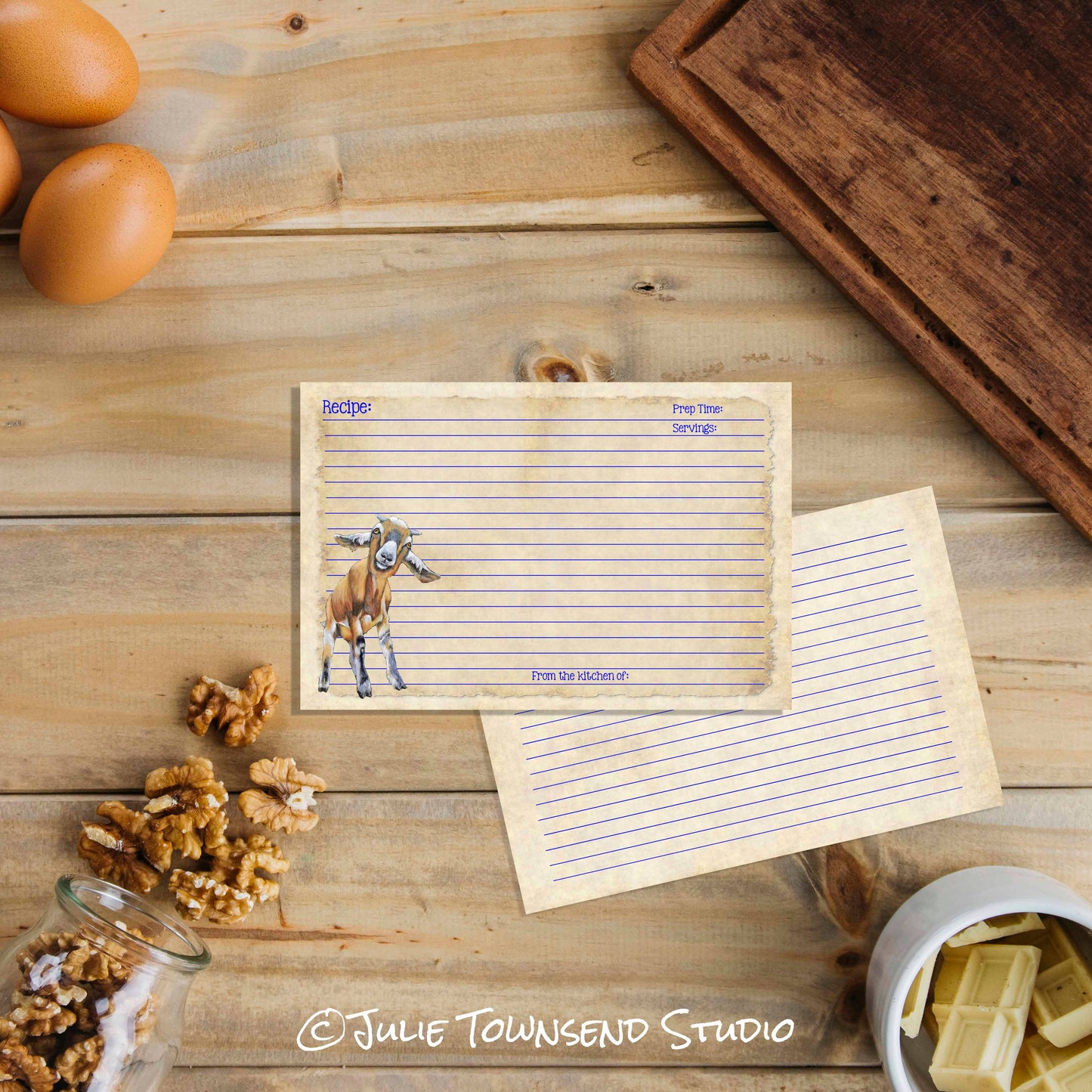 Set of 12 Cute Goat Recipe Cards