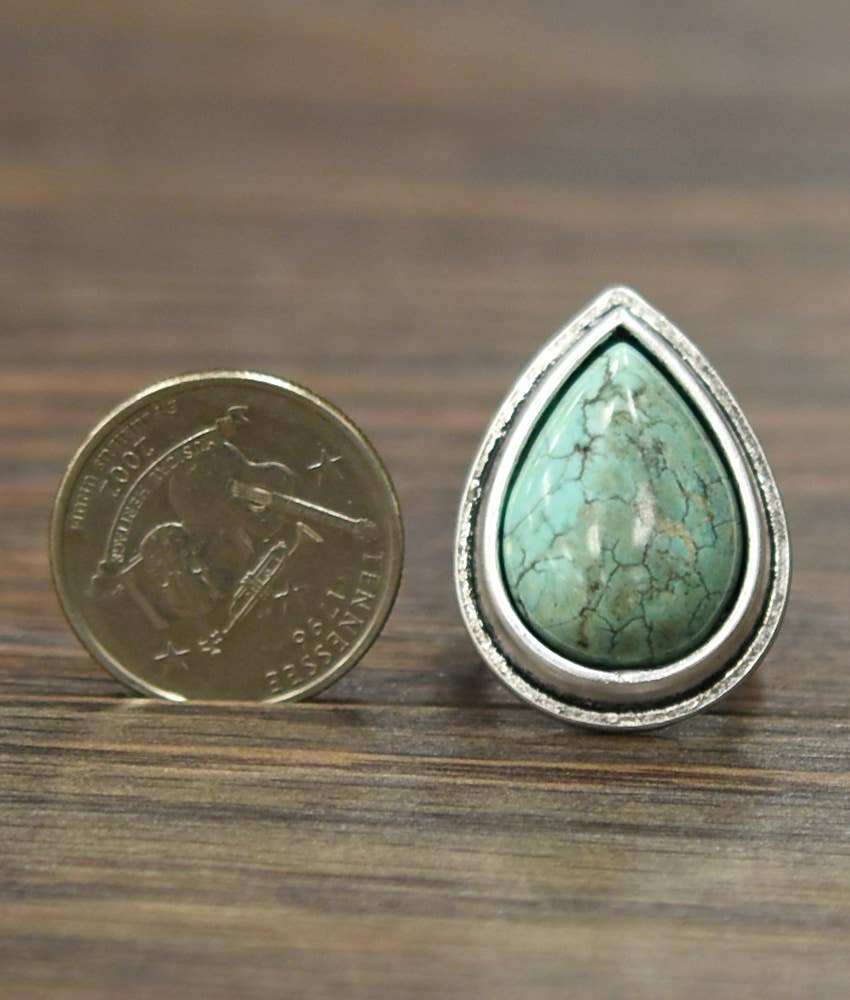 Teardrop Turquoise Adjustable Ring