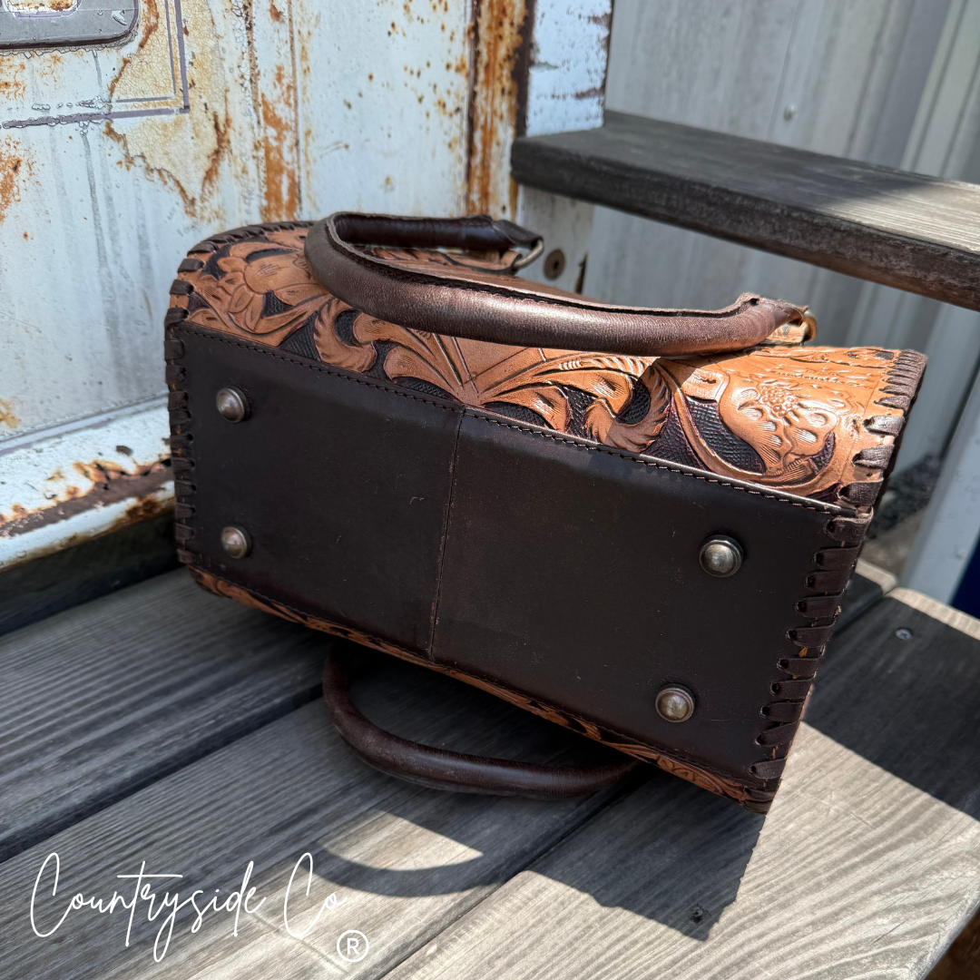 Saddlebrook Tooled Leather Speedy Bag