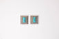 .75" Turquoise Rectangle Post Earrings w/ Stamped Border