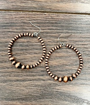 Faux Copper Navajo Pearl Hoop Earrings