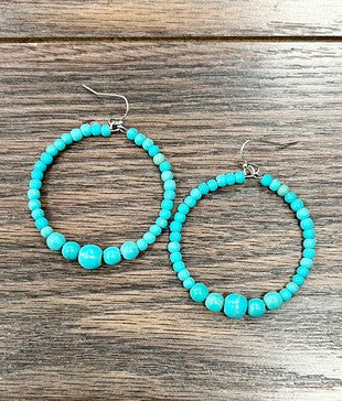 Faux Turquoise Hoop Earrings