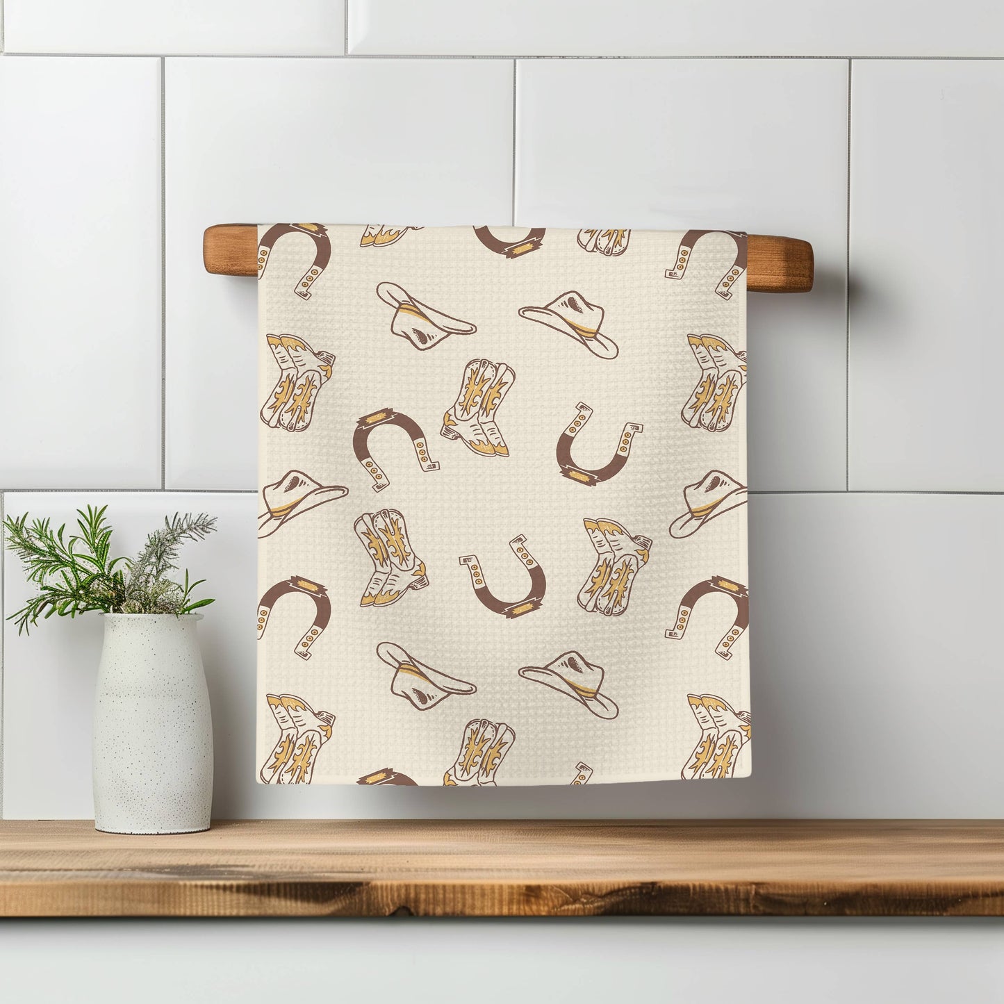 Retro Western  Kitchen Towel Waffle