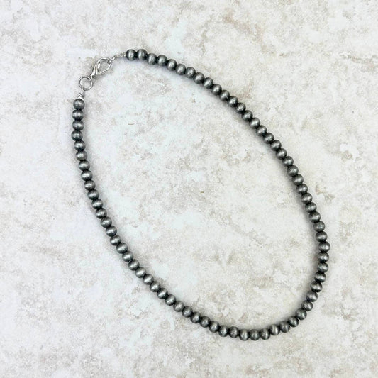 6mm Silver Pearl Bead Necklace
