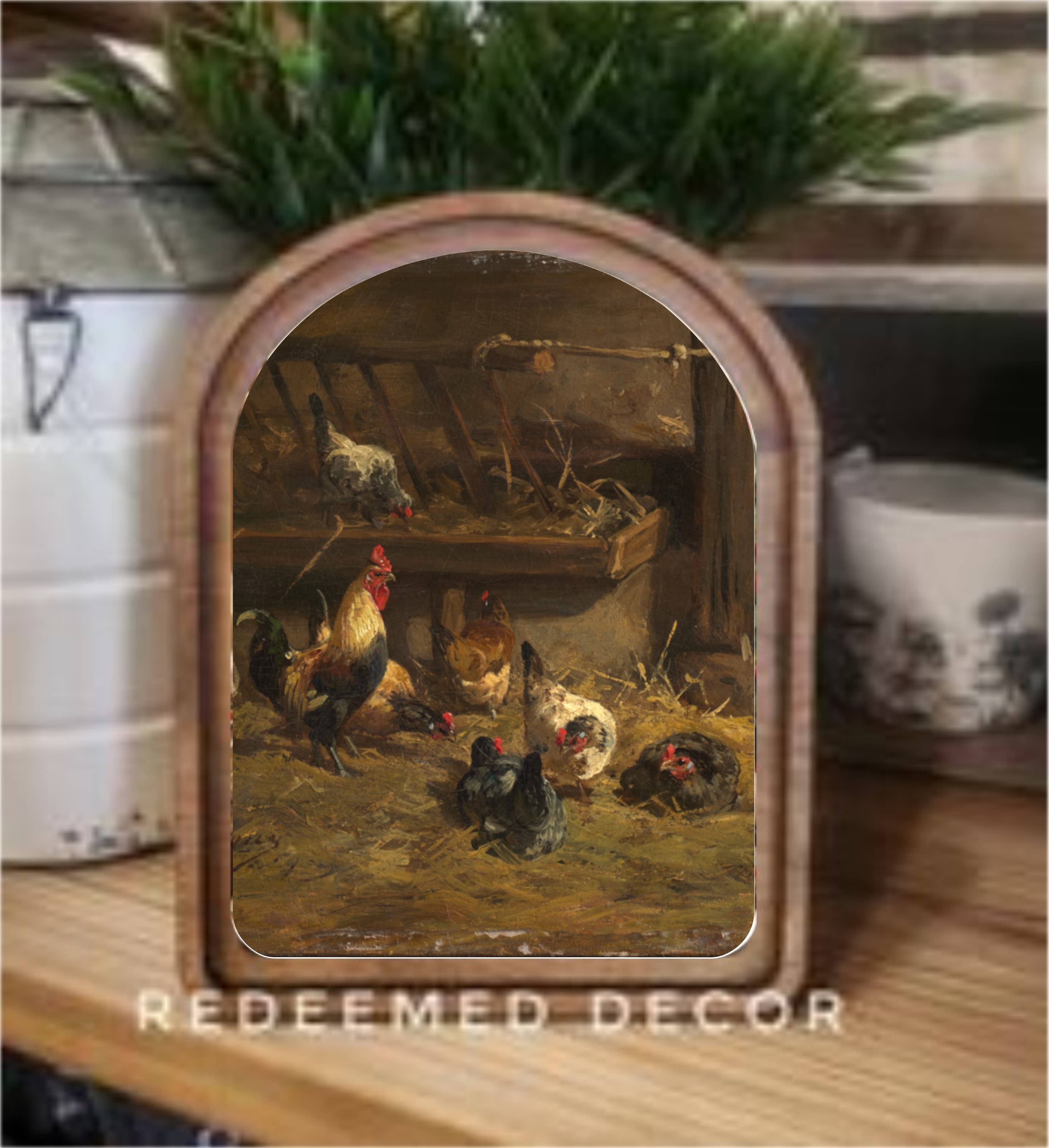 Arch Top Chicken Coop Framed Art